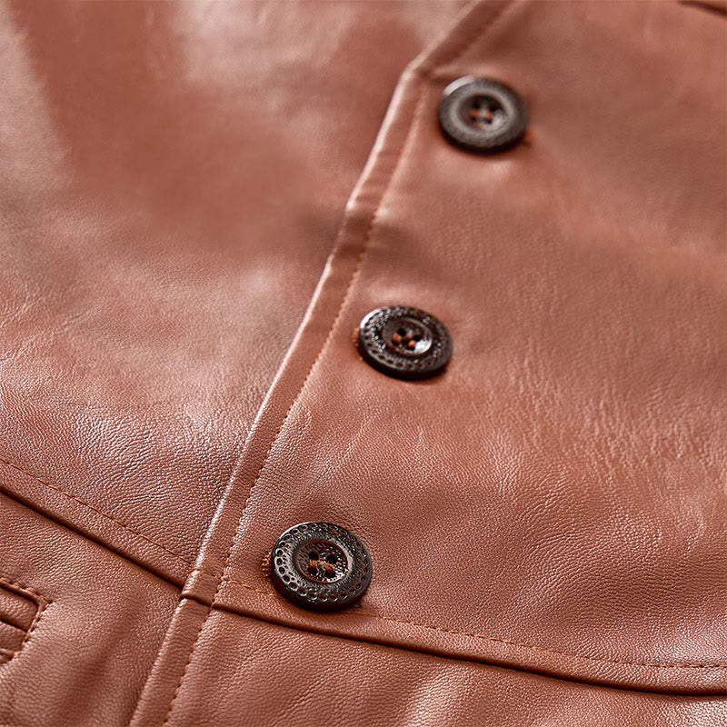 Herren-Weste im Vintage-Cowboy-Biker-Stil aus Kunstleder - image 6