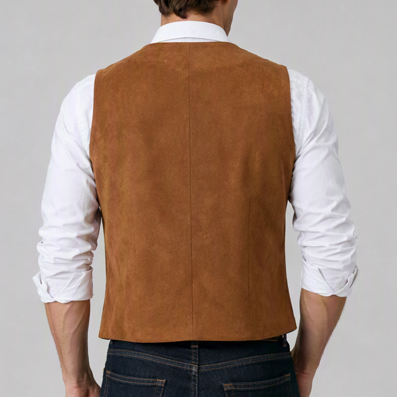 Traditionelle braune Cowboyweste im Westernstil für Herren - image 2