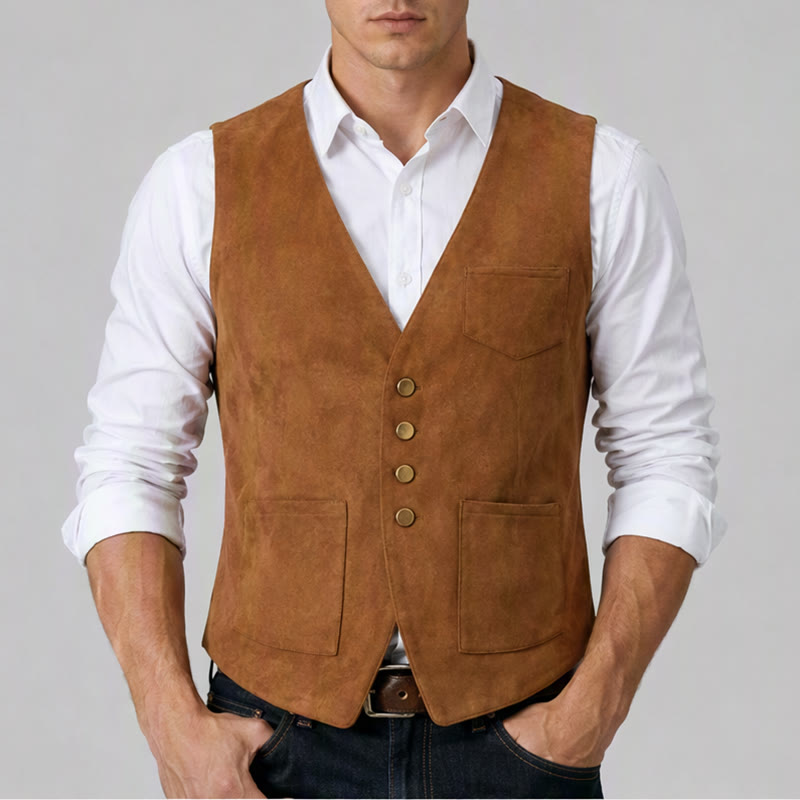 Traditionelle braune Cowboyweste im Westernstil für Herren - image 1