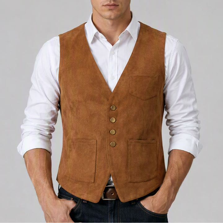 Traditionelle braune Cowboyweste im Westernstil für Herren - image 1