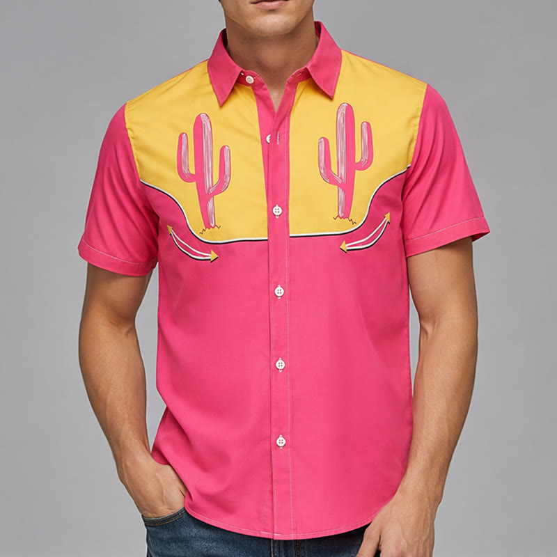 Westernhemd mit pink-gelbem Kaktus-Joch - image 1