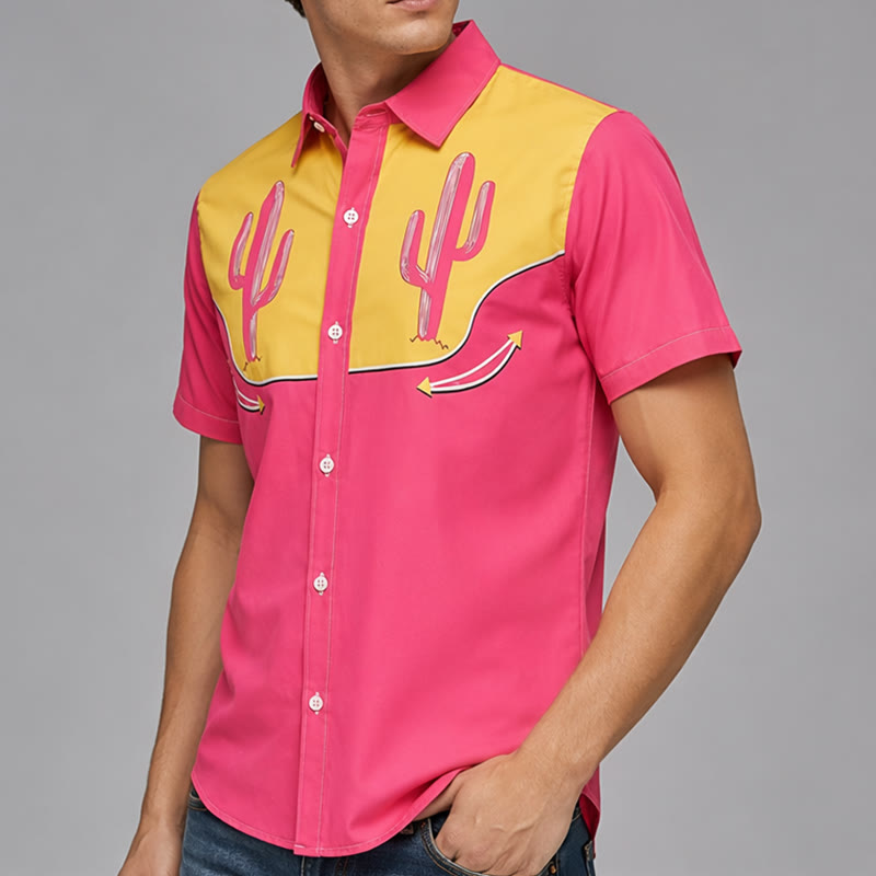 Westernhemd mit pink-gelbem Kaktus-Joch - image 3