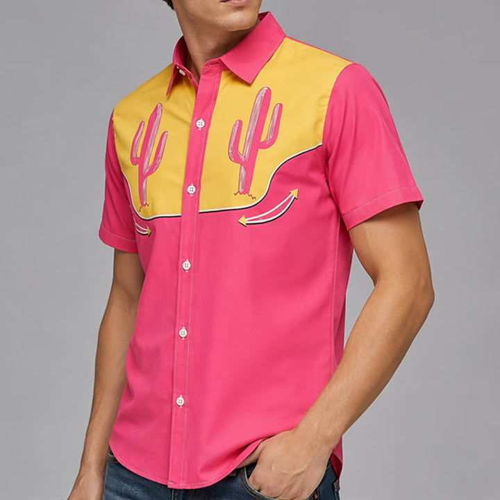 Westernhemd mit pink-gelbem Kaktus-Joch - image 3