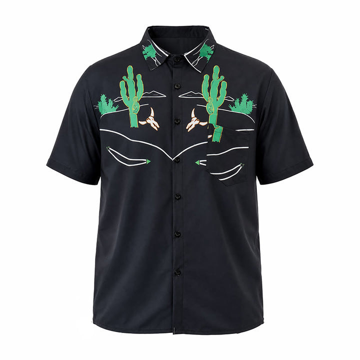 Cowboyhemd mit schwarzem Kaktus- und Longhorn-Schädelmotiv - image 10