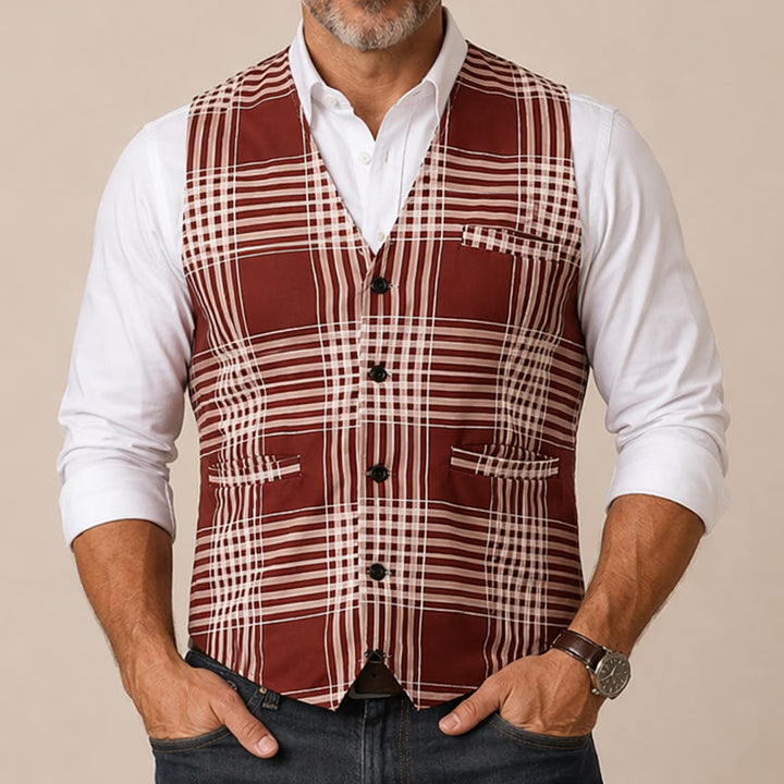 Braune Weste im Heritage-Karo-Stil für britische Herren. - image 1