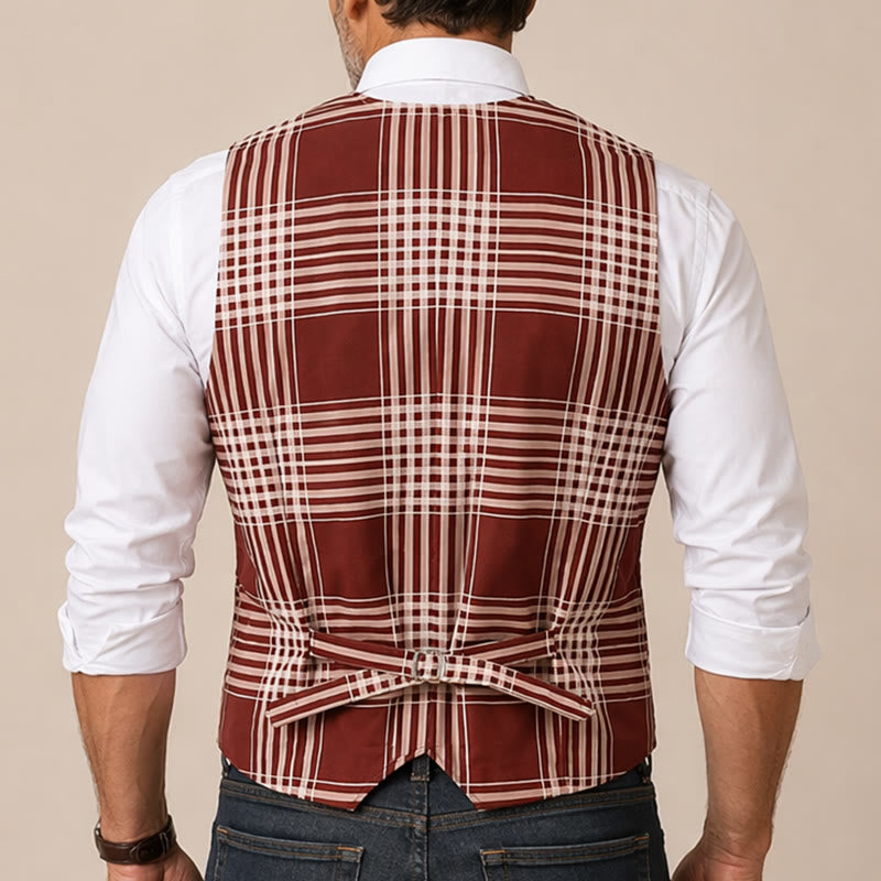 Braune Weste im Heritage-Karo-Stil für britische Herren. - image 2