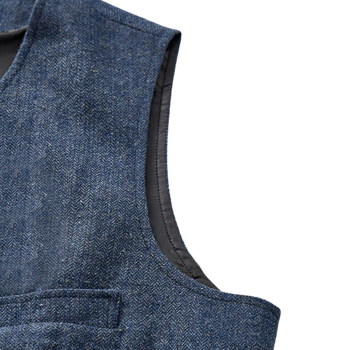 Klassische Western-Anzugweste für Herren aus Tweed mit Fischgrätmuster - image 12