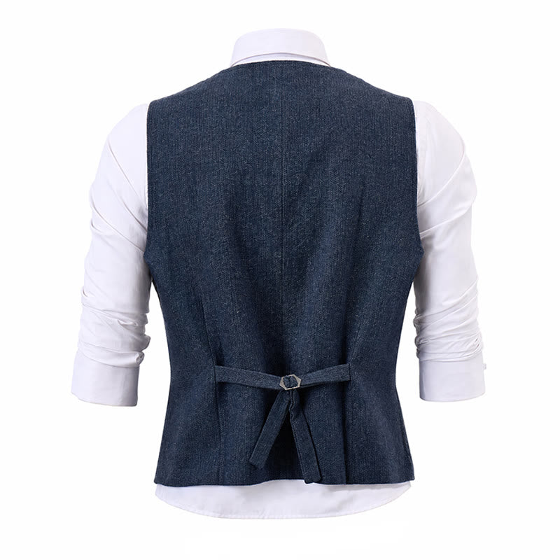 Klassische Western-Anzugweste für Herren aus Tweed mit Fischgrätmuster - image 14