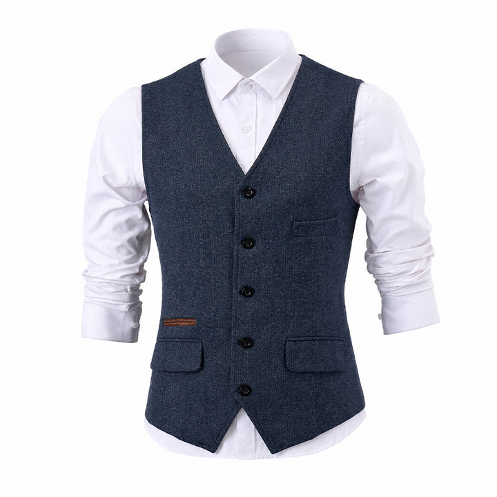 Klassische Western-Anzugweste für Herren aus Tweed mit Fischgrätmuster - image 13