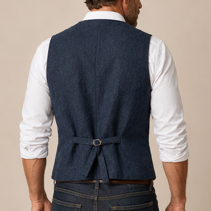 Klassische Western-Anzugweste für Herren aus Tweed mit Fischgrätmuster - image 2