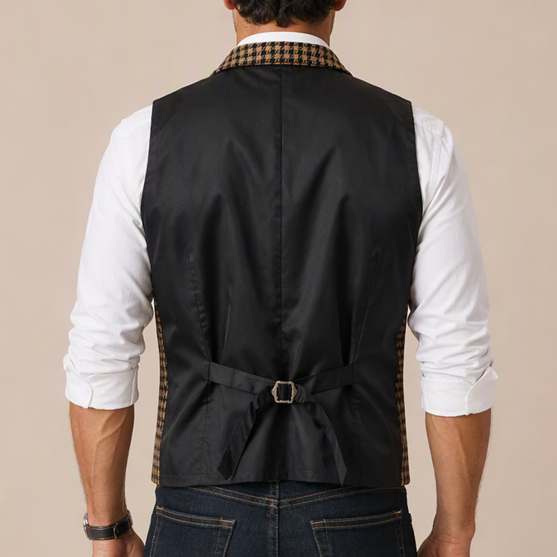 Herren-Anzugweste im mittelalterlichen Stil mit Hahnentrittmuster - image 2