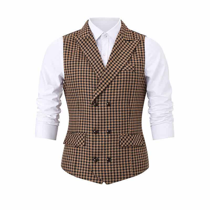 Herren-Anzugweste im mittelalterlichen Stil mit Hahnentrittmuster - image 8