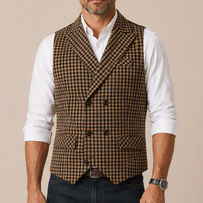 Herren-Anzugweste im mittelalterlichen Stil mit Hahnentrittmuster - image 1