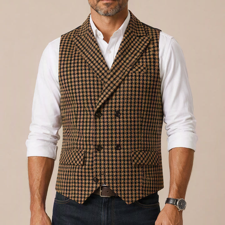 Herren-Anzugweste im mittelalterlichen Stil mit Hahnentrittmuster - image 1