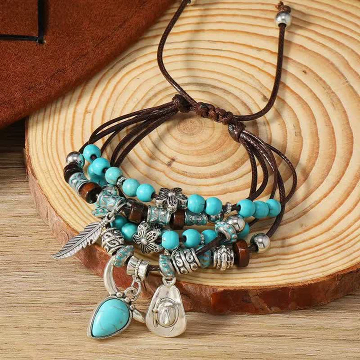 Boho-Western-Charme Türkis Verstellbares Mehrlagen-Armband - Türkis - image 0