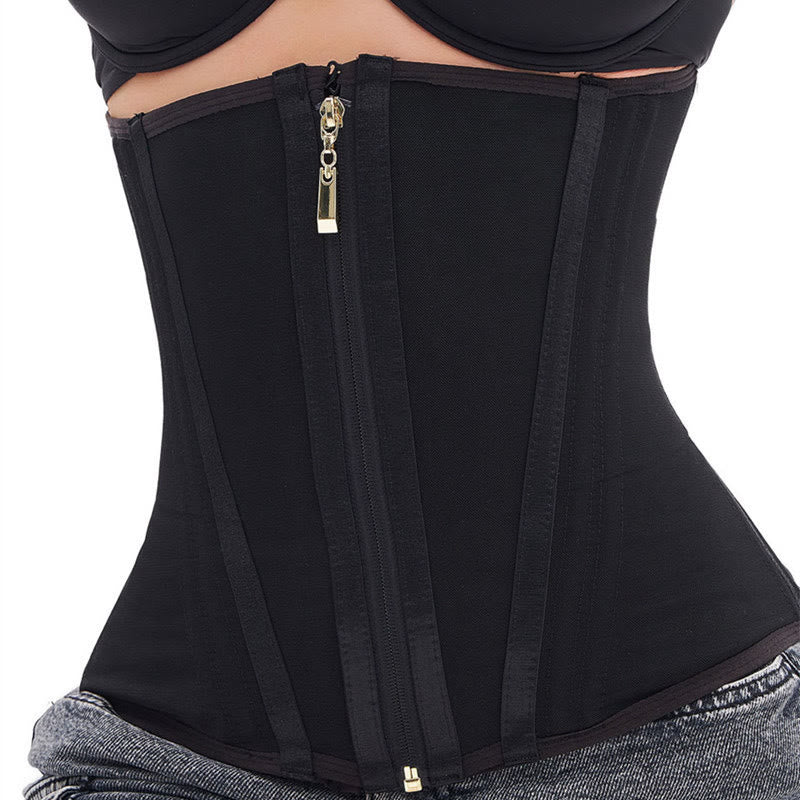 Damen-Taillenformer mit Nylonstäben, mehreren Haken hinten, Bauchkontrolle, schlankmachendem Korsett - 1,6 cm dick, schwarz - 3XL - image 5