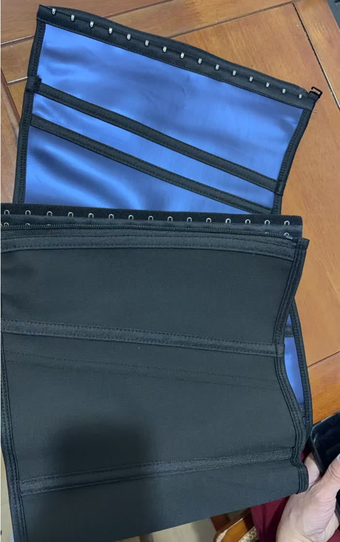 Damen-Taillenformer mit Nylonstäben, mehreren Haken hinten, Bauchkontrolle, schlankmachendem Korsett - Schwarz-Blau Silberionenbeschichtet - 3XL - image 7