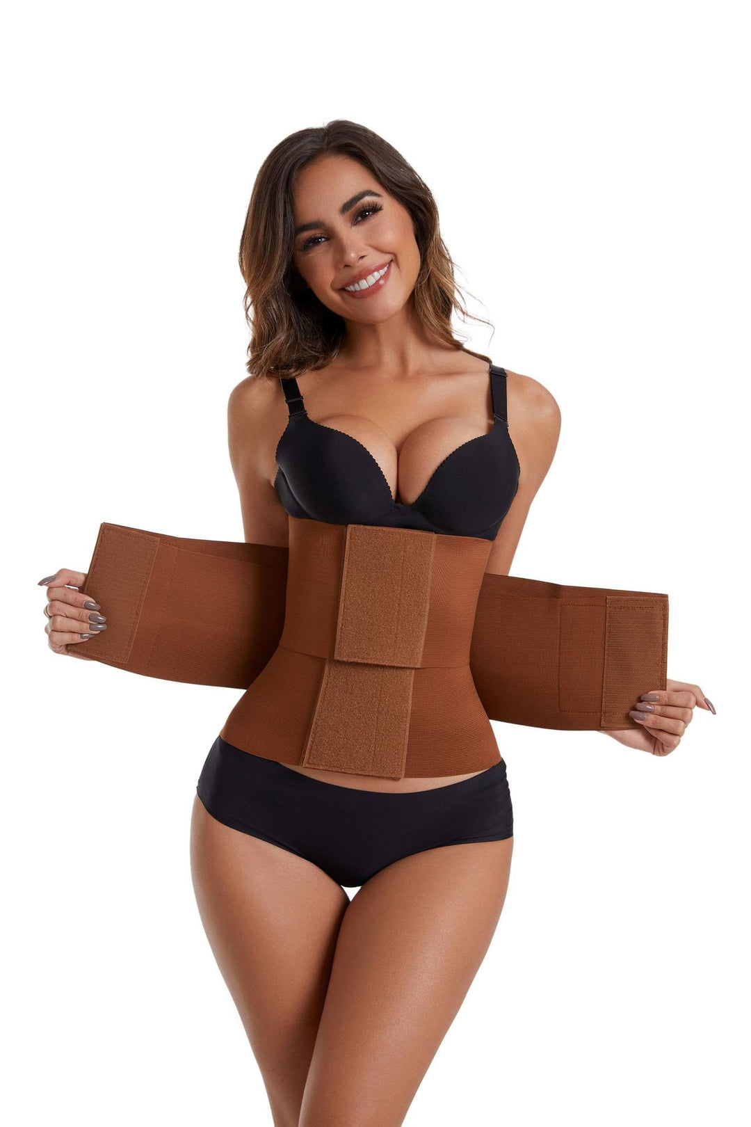 Damen-Polyester-Korsett, Taillenformer, Bauchkontrolle, Figurformender Gürtel - Kaffee - 2XL - image 1