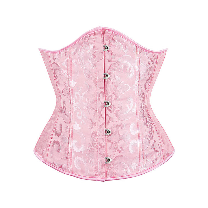 Kurzes Jacquard-Korsett für Damen, Taillenformer, Bauchkontrolle, Figurformer - Rosa - 6XL - image 21