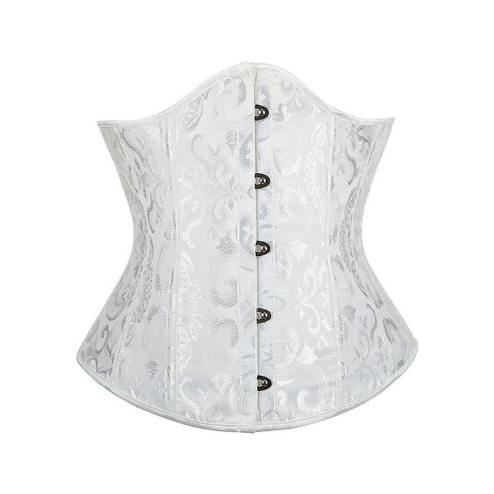 Kurzes Jacquard-Korsett für Damen, Taillenformer, Bauchkontrolle, Figurformer - Weiß - 6XL - image 22