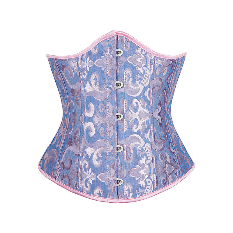 Kurzes Jacquard-Korsett für Damen, Taillenformer, Bauchkontrolle, Figurformer - Blau Rosa - 6XL - image 10
