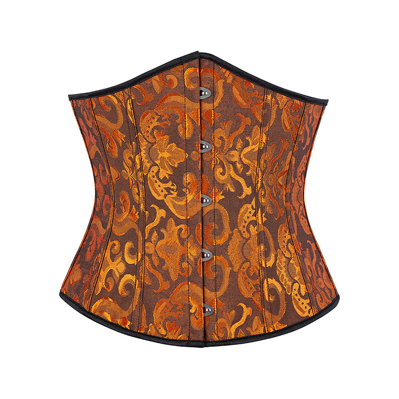 Kurzes Jacquard-Korsett für Damen, Taillenformer, Bauchkontrolle, Figurformer - Schwarzes Gold - 6XL - image 19