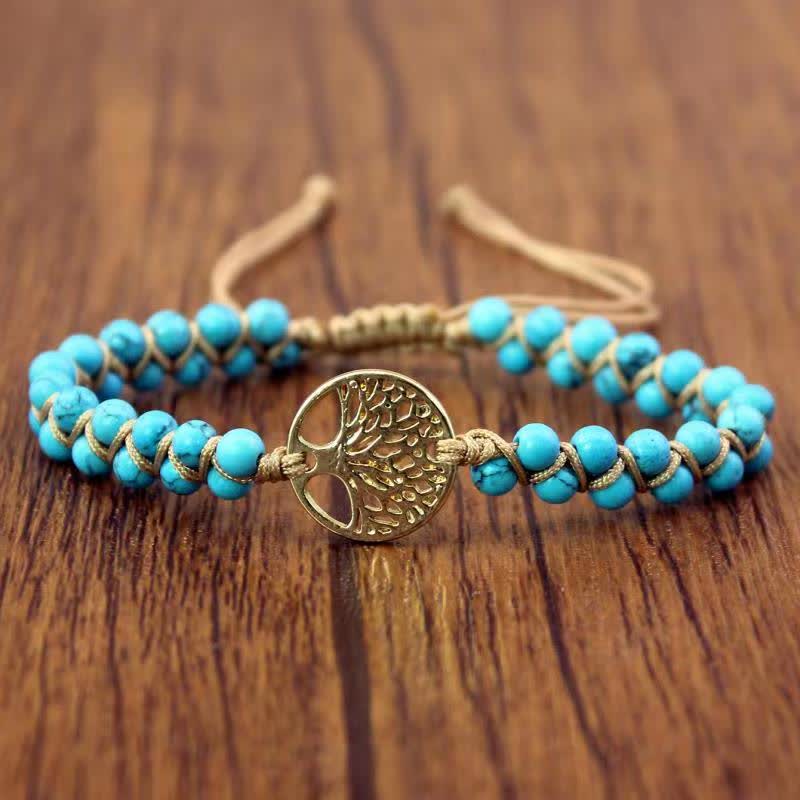 Spirituelles Türkis-Armband mit Lebensbaum-Motiv zum Schutz und zur Heilung: - Blau - image 0