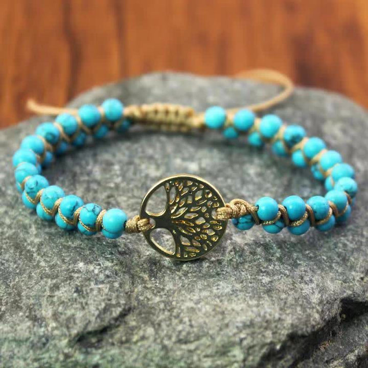 Spirituelles Türkis-Armband mit Lebensbaum-Motiv zum Schutz und zur Heilung: - image 1