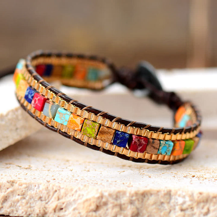 Modernes Armband im Südwest-Stil mit quadratischen türkisfarbenen Perlen - Mehrfarbig - image 4