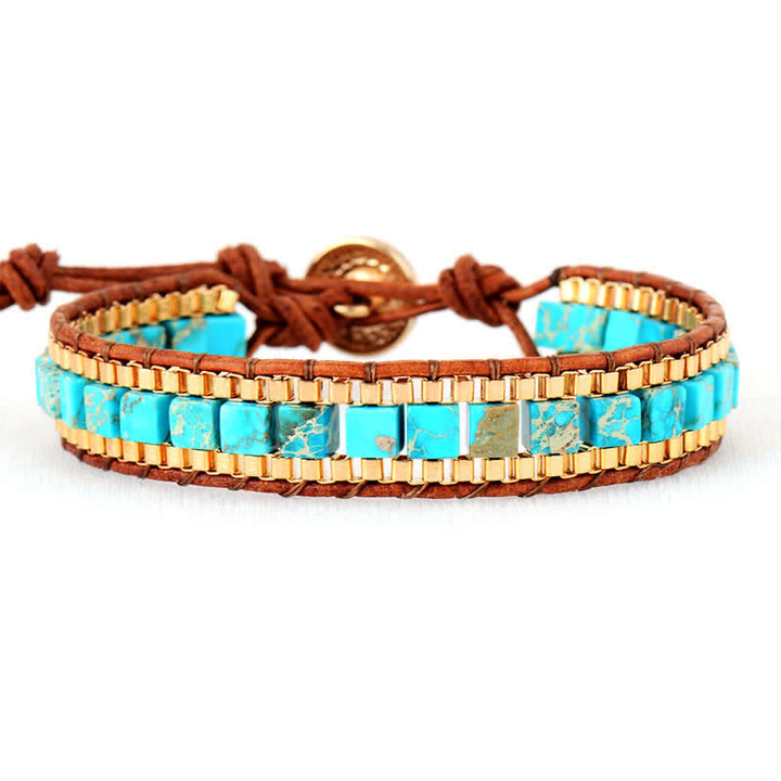 Modernes Armband im Südwest-Stil mit quadratischen türkisfarbenen Perlen - image 2