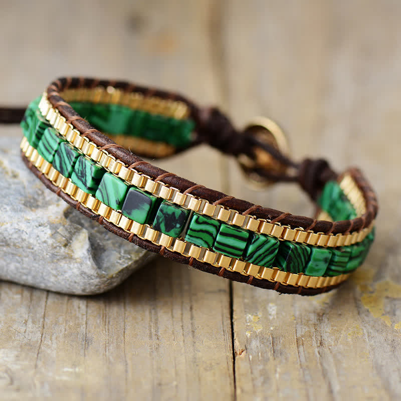 Modernes Armband im Südwest-Stil mit quadratischen türkisfarbenen Perlen - Grün - image 8