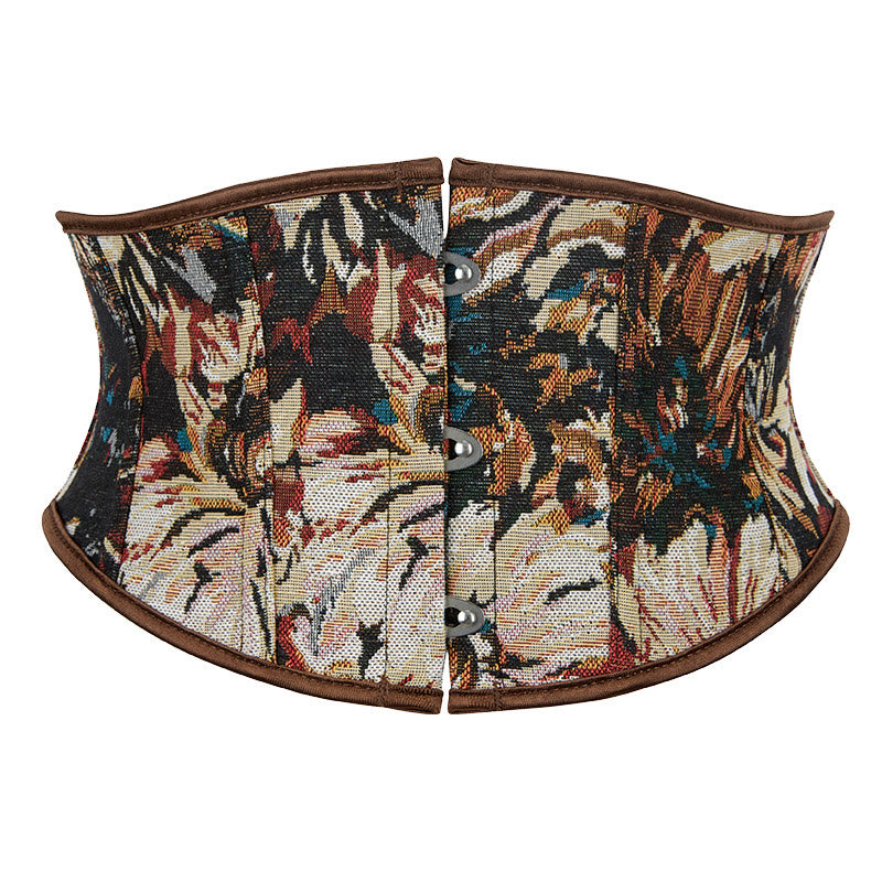 Kurzes Retro-Korsett mit Blumenmuster und Jacquard-Print – modische Oberbekleidung für Alltag und Partys - Khaki - 2XL - image 1