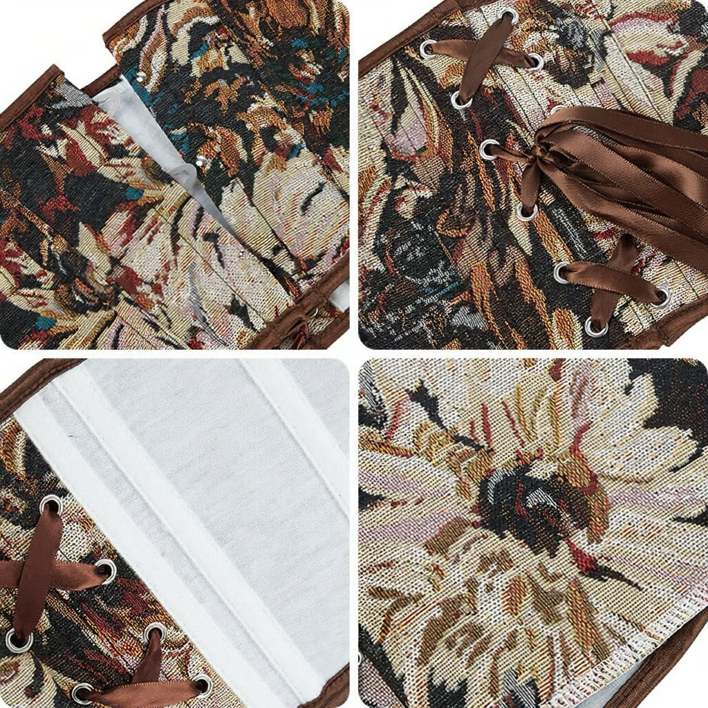 Kurzes Retro-Korsett mit Blumenmuster und Jacquard-Print – modische Oberbekleidung für Alltag und Partys - image 5