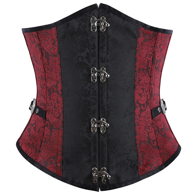 Gothic-Jacquard-Korsett für Damen, Taillenformer, Figurformer - Schwarz Rot - 2XL - image 2