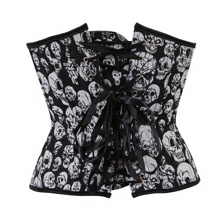 Gothic-Korsett für Damen mit Totenkopf-Print, elastischem Bund und Verschluss vorne – ideal für Halloween, Punk und Cosplay - image 3