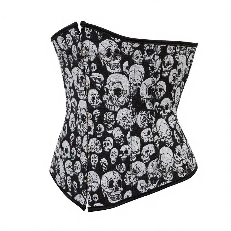 Gothic-Korsett für Damen mit Totenkopf-Print, elastischem Bund und Verschluss vorne – ideal für Halloween, Punk und Cosplay - image 2
