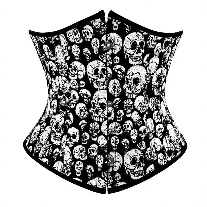 Gothic-Korsett für Damen mit Totenkopf-Print, elastischem Bund und Verschluss vorne – ideal für Halloween, Punk und Cosplay - image 1