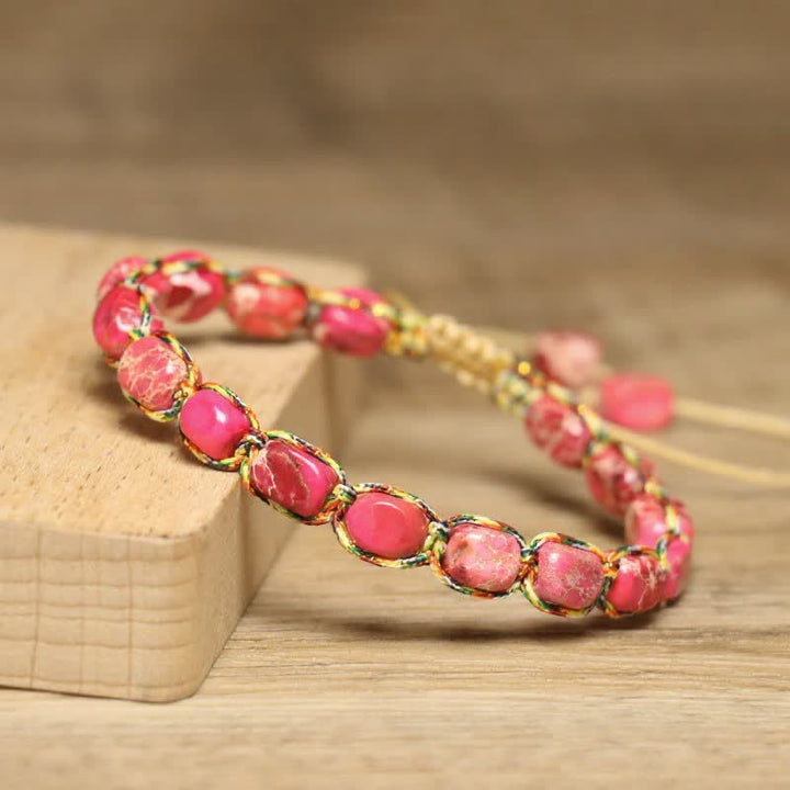 Buntes, türkisfarbenes Kaiserstein-Armband mit verstellbarem geflochtenem Seil - image 11