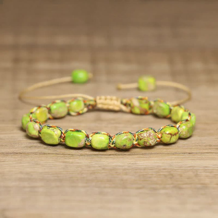 Buntes, türkisfarbenes Kaiserstein-Armband mit verstellbarem geflochtenem Seil - Grün - image 20