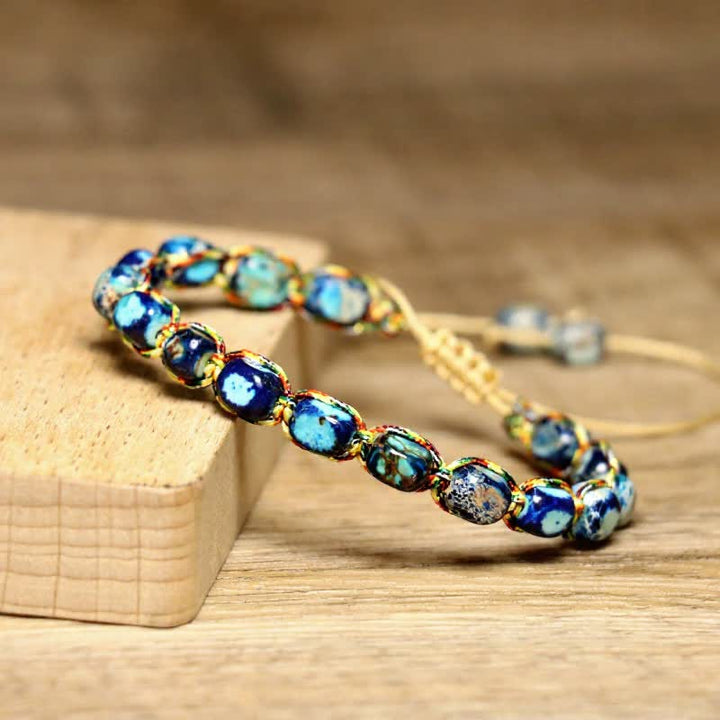 Buntes, türkisfarbenes Kaiserstein-Armband mit verstellbarem geflochtenem Seil - image 13