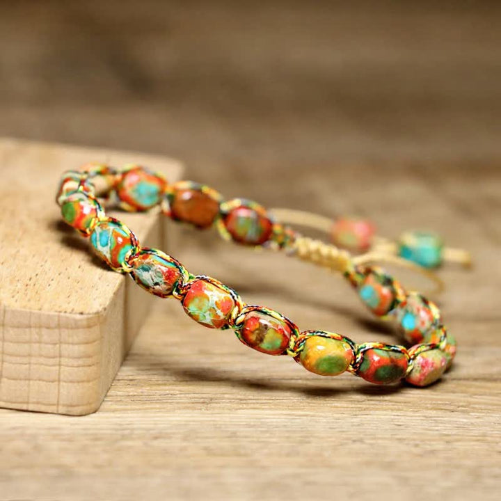 Buntes, türkisfarbenes Kaiserstein-Armband mit verstellbarem geflochtenem Seil - image 17