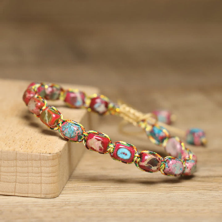 Buntes, türkisfarbenes Kaiserstein-Armband mit verstellbarem geflochtenem Seil - image 19