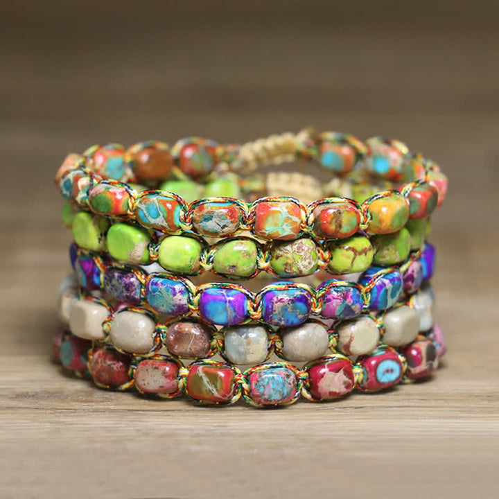 Buntes, türkisfarbenes Kaiserstein-Armband mit verstellbarem geflochtenem Seil - image 3