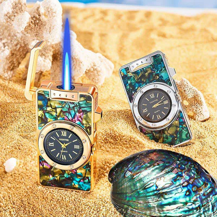 Time Flame Feuerzeug mit bunten Muscheln und Uhr - image 7