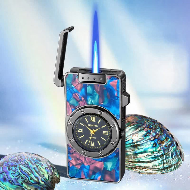 Time Flame Feuerzeug mit bunten Muscheln und Uhr - Ambilight - Eis Schwarz - image 13