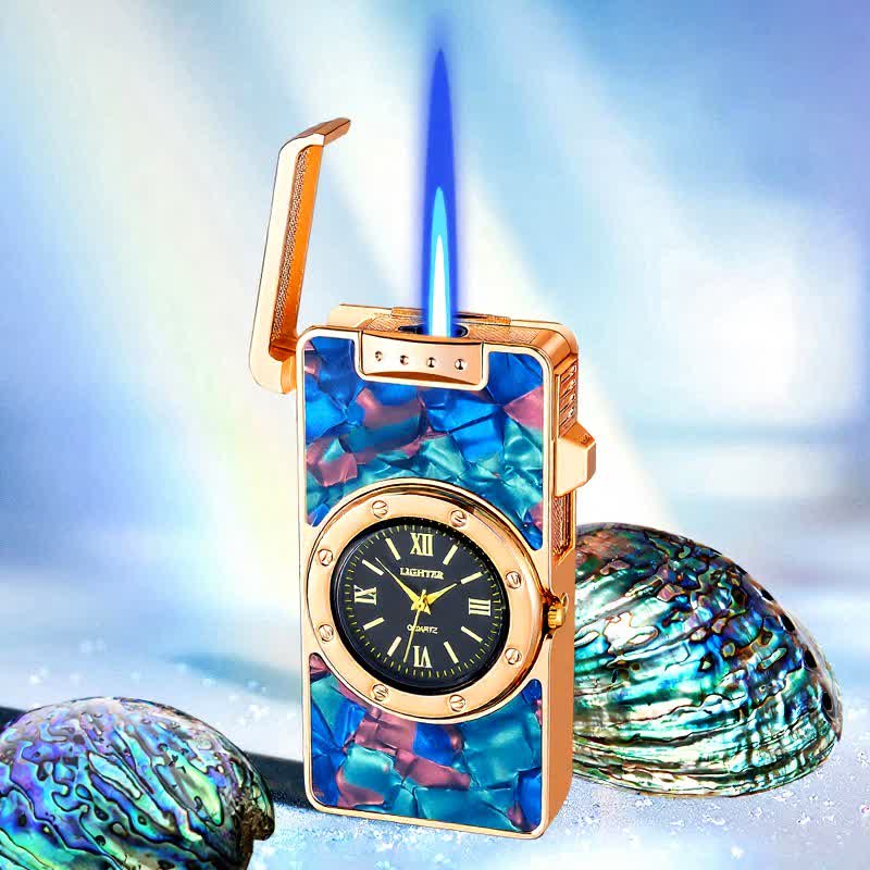 Time Flame Feuerzeug mit bunten Muscheln und Uhr - Ambilight - Gold - image 1