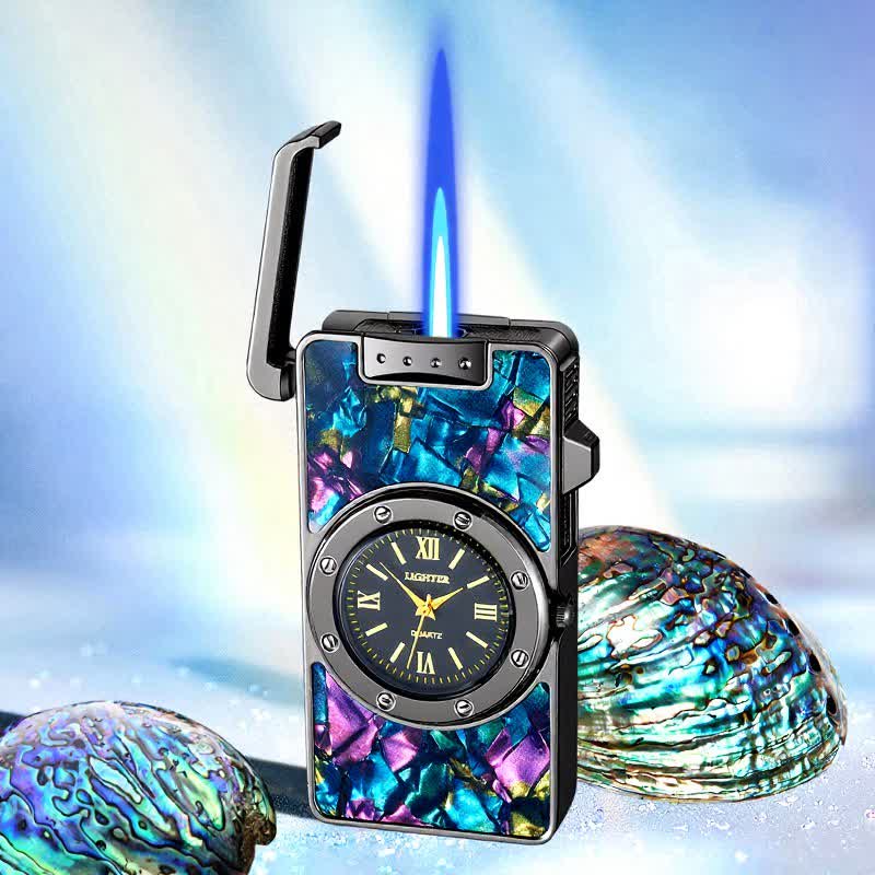 Time Flame Feuerzeug mit bunten Muscheln und Uhr - Tiefsee - Eis Schwarz - image 15