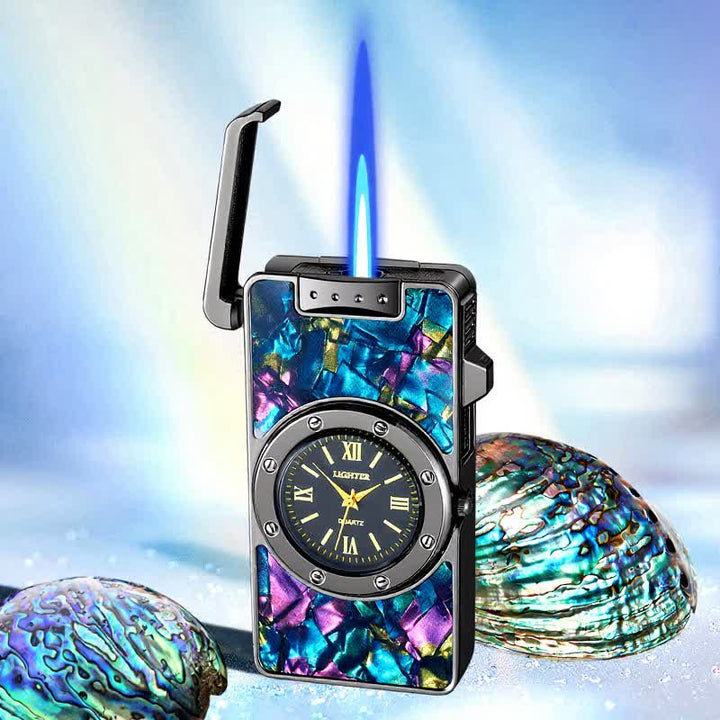 Time Flame Feuerzeug mit bunten Muscheln und Uhr - Tiefsee - Eis Schwarz - image 15