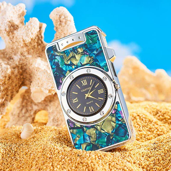 Time Flame Feuerzeug mit bunten Muscheln und Uhr - image 8