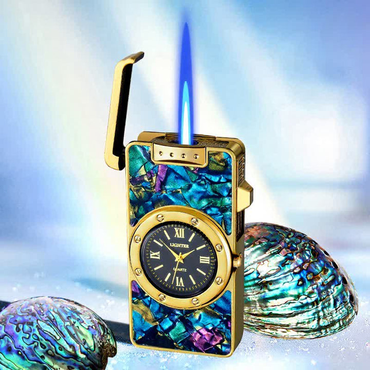 Time Flame Feuerzeug mit bunten Muscheln und Uhr - Tiefsee - Bronze - image 21